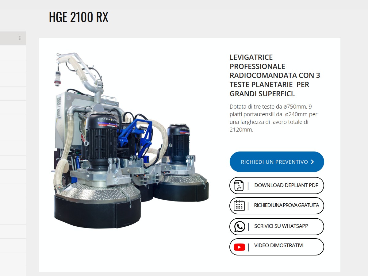 Hyper Grinder HGE RX: la levigatrice professionale per pavimenti di grandi dimensioni